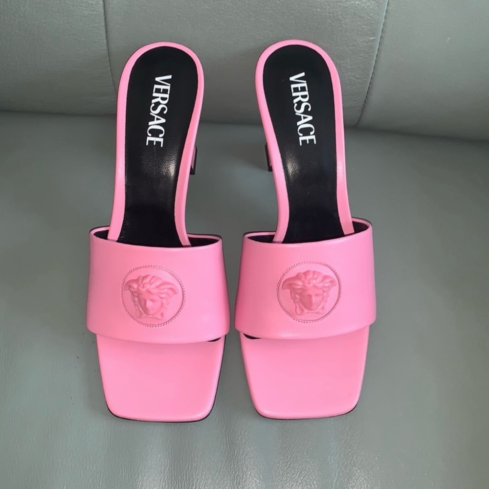 Versace baby pink mules